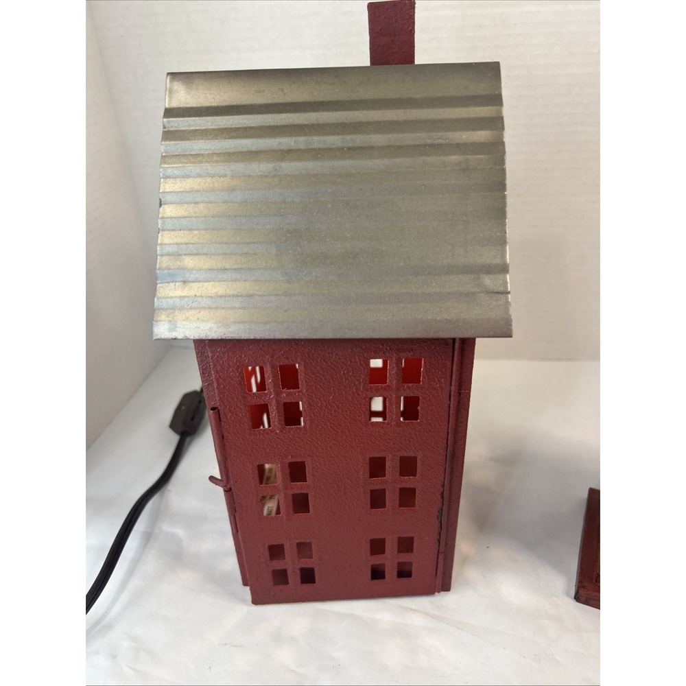 Red Barn Lamp Night Light Country Rustic Metal Farmhouse Decor Tea light Lot - Picture 5 of 16